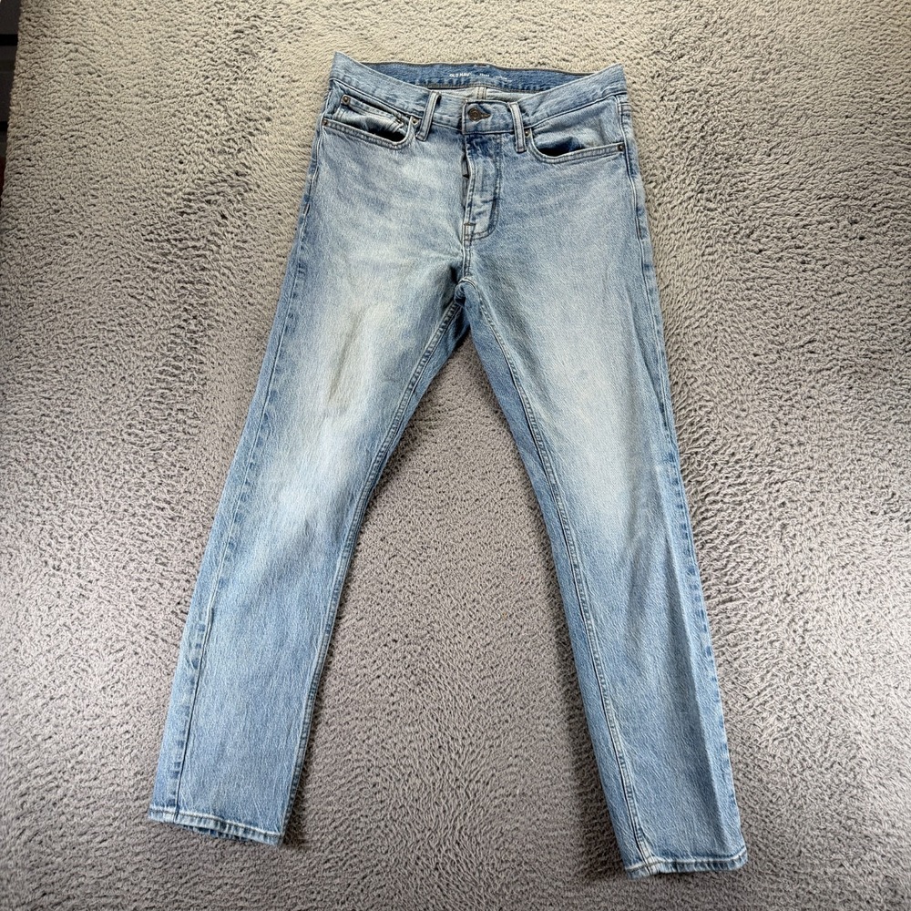 Old Navy Built-In Tough Jeans Mens 32x32 Blue Denim Straight Slim Faded Stretch